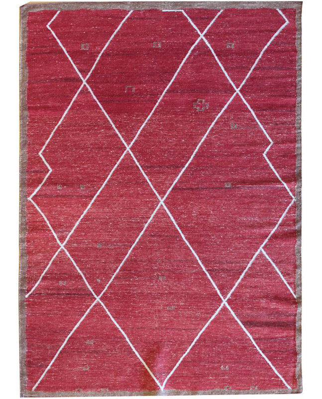Ruafa Geometric Area Rug in Red