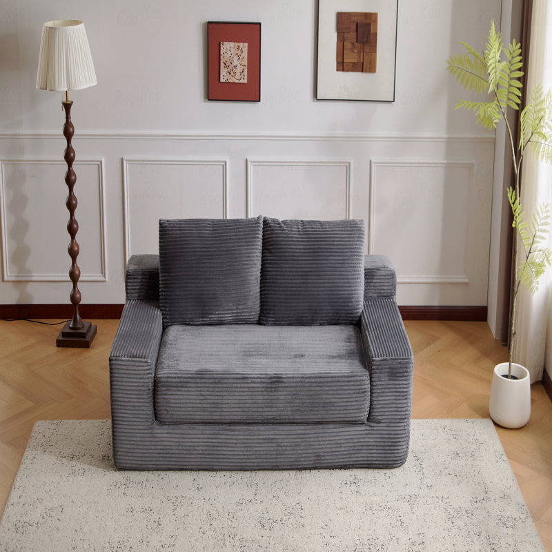 Canapé-lit, canapé-lit confortable à assise profonde, petit canapé en velours côtelé moderne pour la chambre à coucher du salon, coussin réversible avec coussins