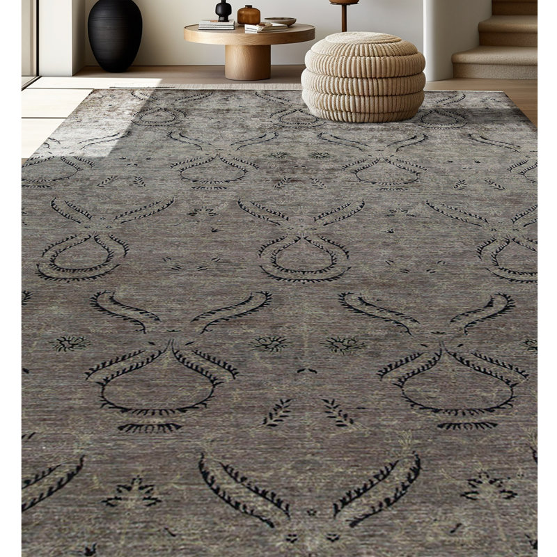 Wool Ikat Area Rug in Gray