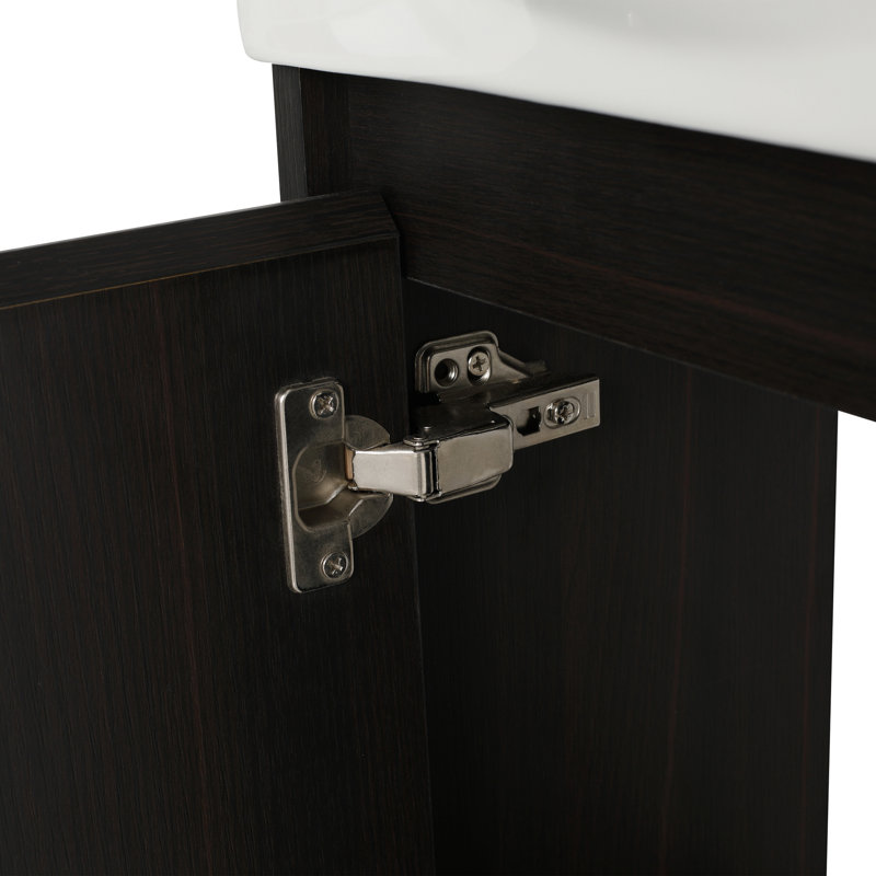 Ensemble de meuble-lavabo de salle de bain 16 po pour petit espace, petit meuble-lavabo moderne avec lavabo en céramique, ensemble d'armoires pour petit lavabo de salle de bain, noir