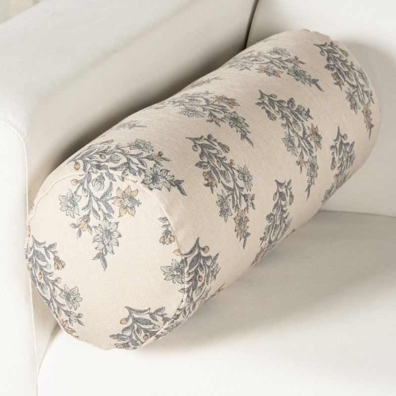 Coussin en polyester Weatherford, Encre florale, Polyester, Traversin H 8 po x l 21 po