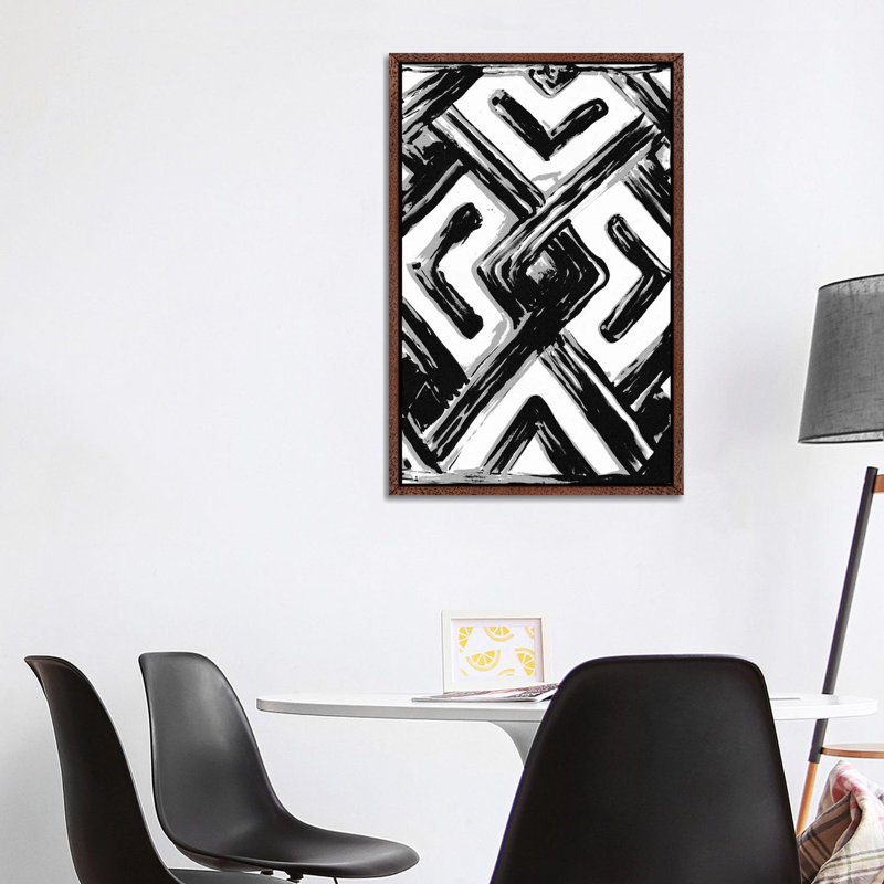 African Textile Woodcut IV by Stellar Design Studio - Gallery-Wrapped Canvas Giclée on Canvas, Classic Wood Floater Framed
