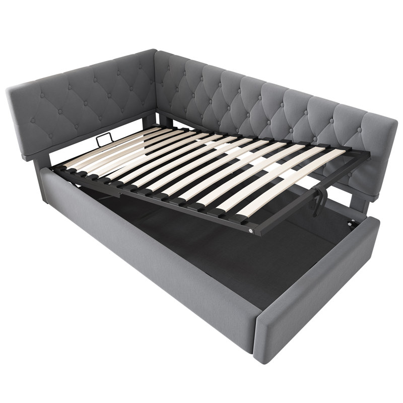 3ft Storage Bed Daybed Velvet, Grey
