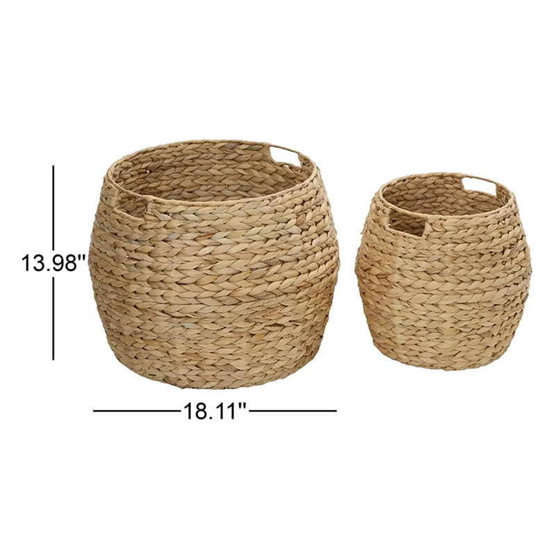 Set Of 2 Round Water Hyacinth Basket