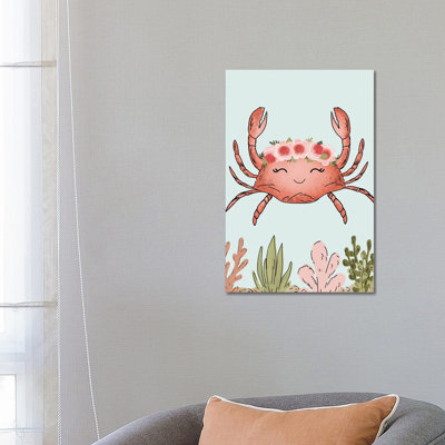 Floral Crown Crab by Katie Bryant - Wrapped Canvas Gallery-Wrapped Canvas Giclée
