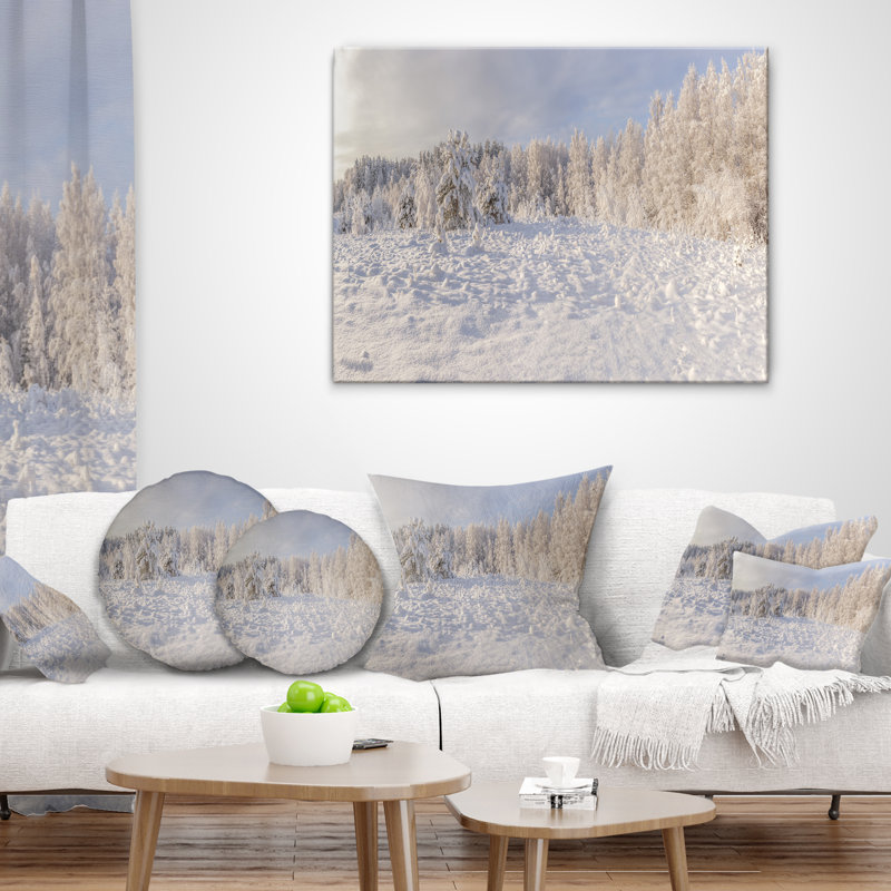 Coussin en bois imprimé Winter Glade, 16 po x 16 po, Coussin décoratif