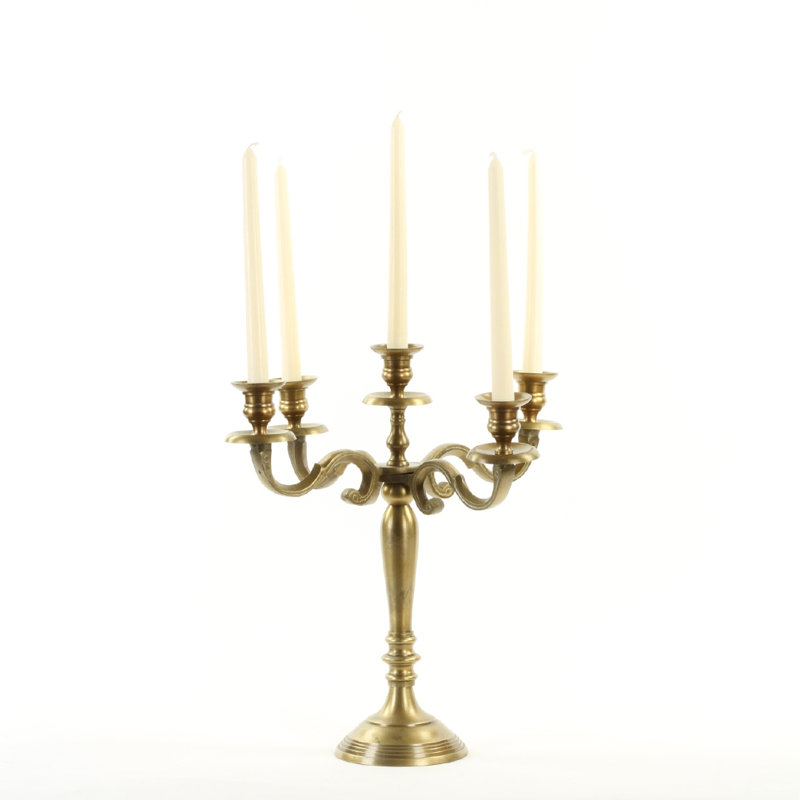 Metal Candelabra, 12" H x 6" W x 6" D, Antique Gold