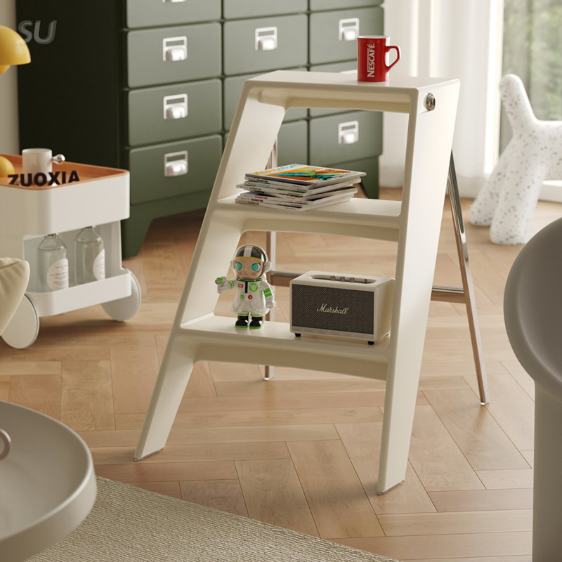 Tabouret d'échelle pliant multifonctionnel avec bords antidérapants, idéal pour la maison comme table, tabouret ou bibliothèque.