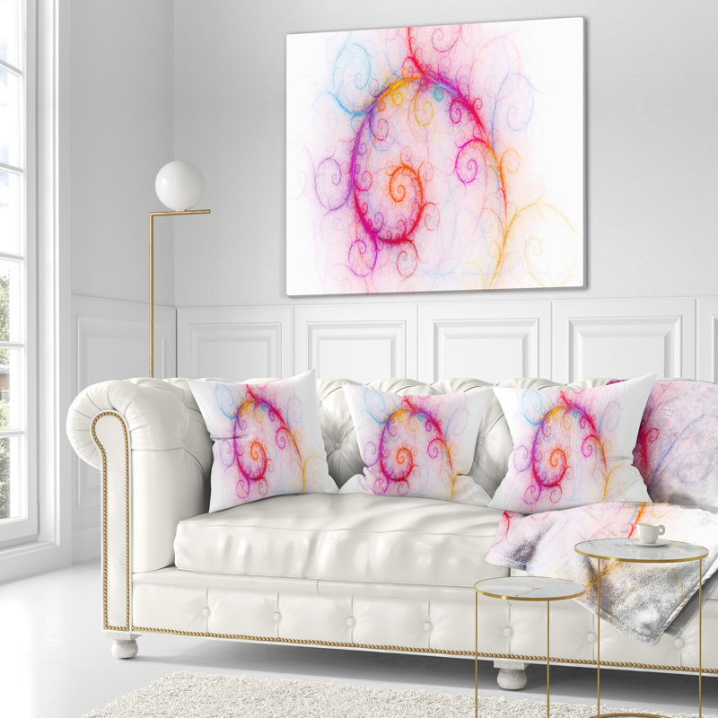 Magnifique motif fractal - coussin abstrait imprimé, 16 po x 1 po, Coussin décoratif, Rose