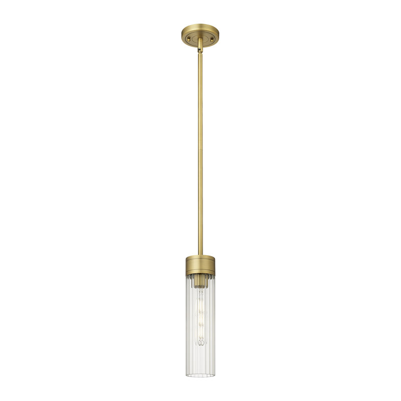 Luminaire suspendu 8 lumières Empire, Transparent, H 12,75 po x l 3,13 po x P 3,13 po, Nickel poli