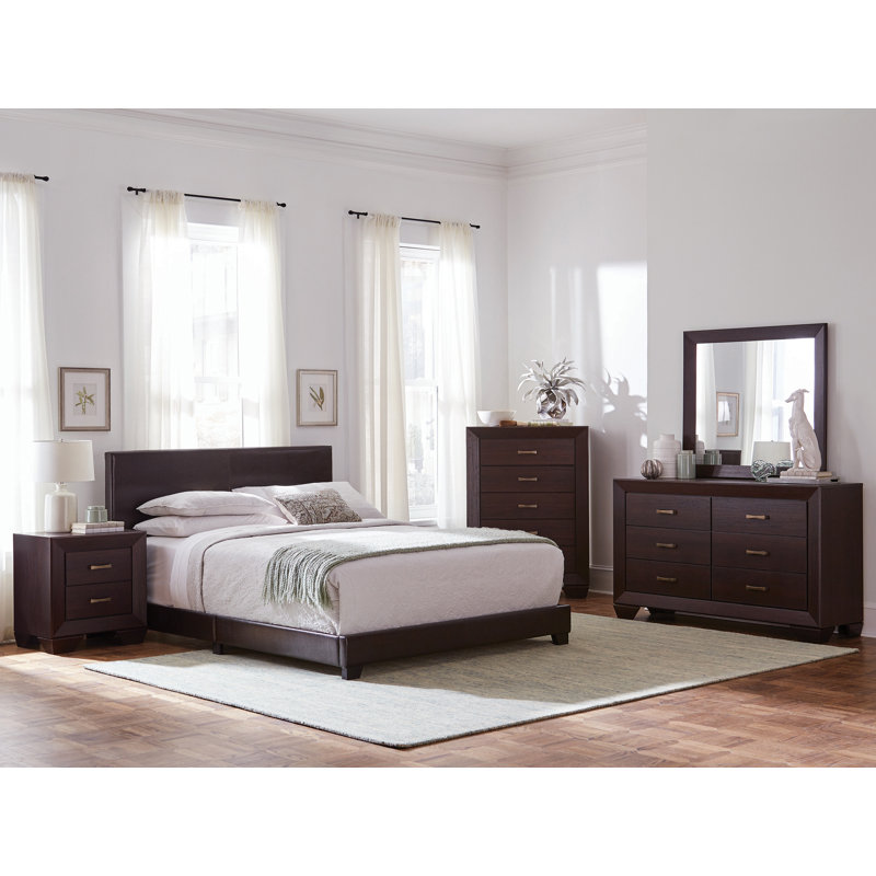  Alakay 4-piece Queen Bedroom Set Dark Cocoa, Queen, 4 Pcs: Bed, Nightstand, Dresser, Mirror