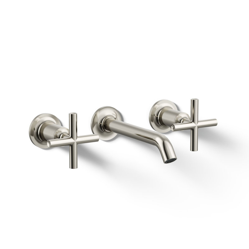 Purist® Wall-Mounted Bathroom Faucet, Cross Handle, Vibrant Polished Nickel