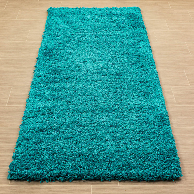 Tapis turquoise tissé à la machine Deatherage, Tapis de couloir 2 pi 7 po x 8 pi