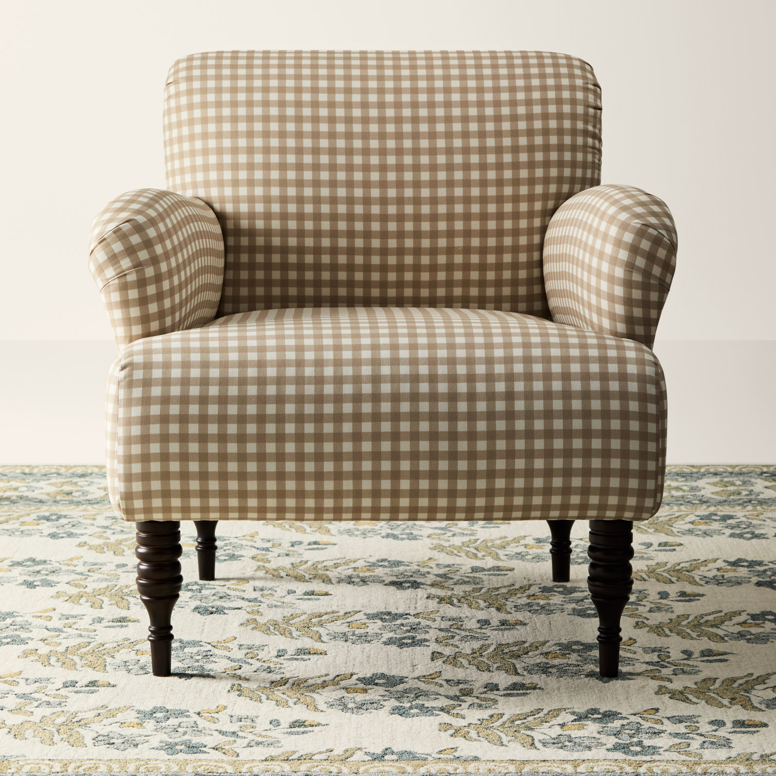 Allura Pine Cotton Armchair, Classic Gingham Tan