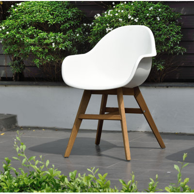 Rafael Wood Premium All-Weather Wicker Outdoor Dining Armchair
