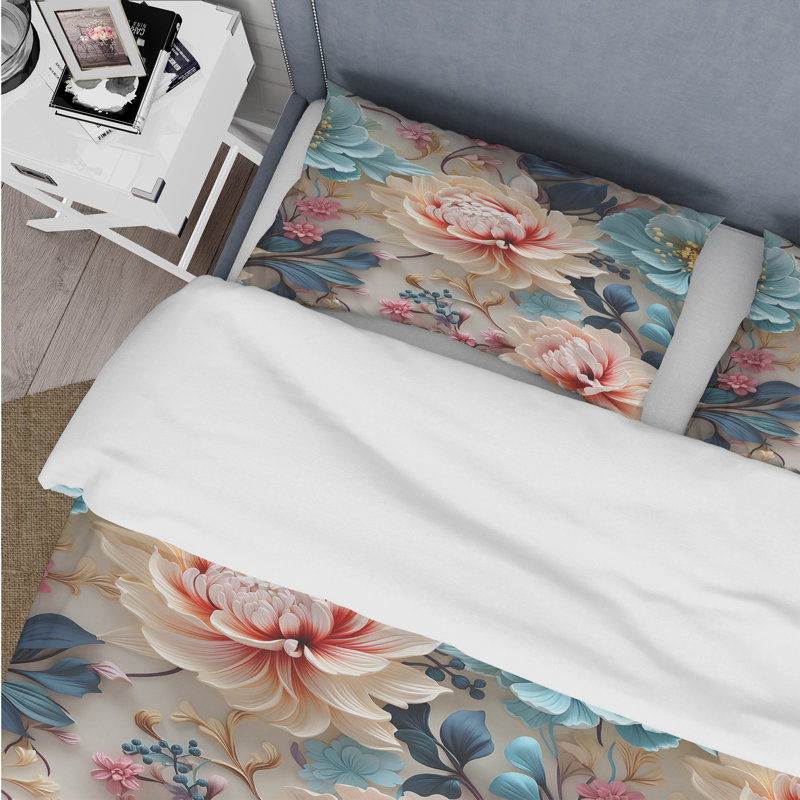 Ensemble de housse de couette rococo, Housse de couette pour grand lit et 2 taies décor
