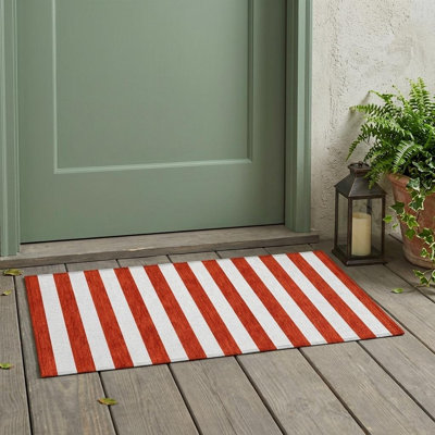 Tapis intérieur antidérapant à rayures rouges et blanches 2 pi x 3 pi