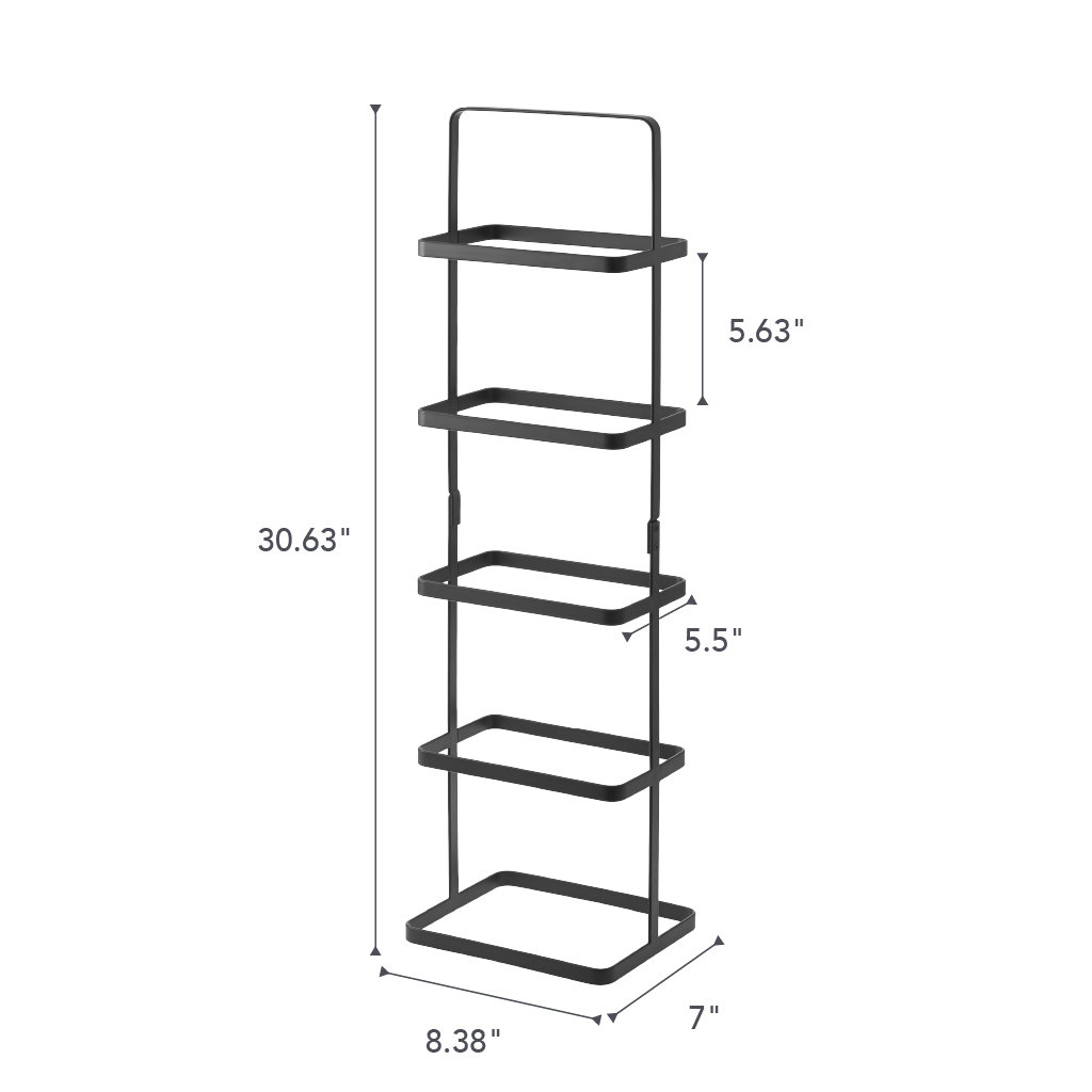 Yamazaki Home Upright 5-Pair Shoe Rack, Black