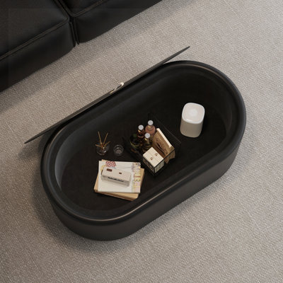 Table basse ovale avec rangement dissimulé