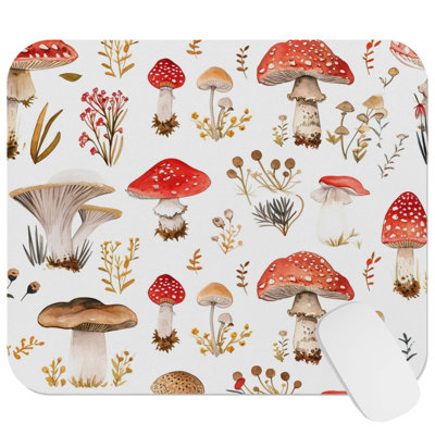 Botanical Cottage & Cottagecore Mushroom Pattern II Plants Cottage & Cottagecore Gaming Cute Office Laptop Desk Pad Gift Mat Square Rectangle Non-Slip Mousepad