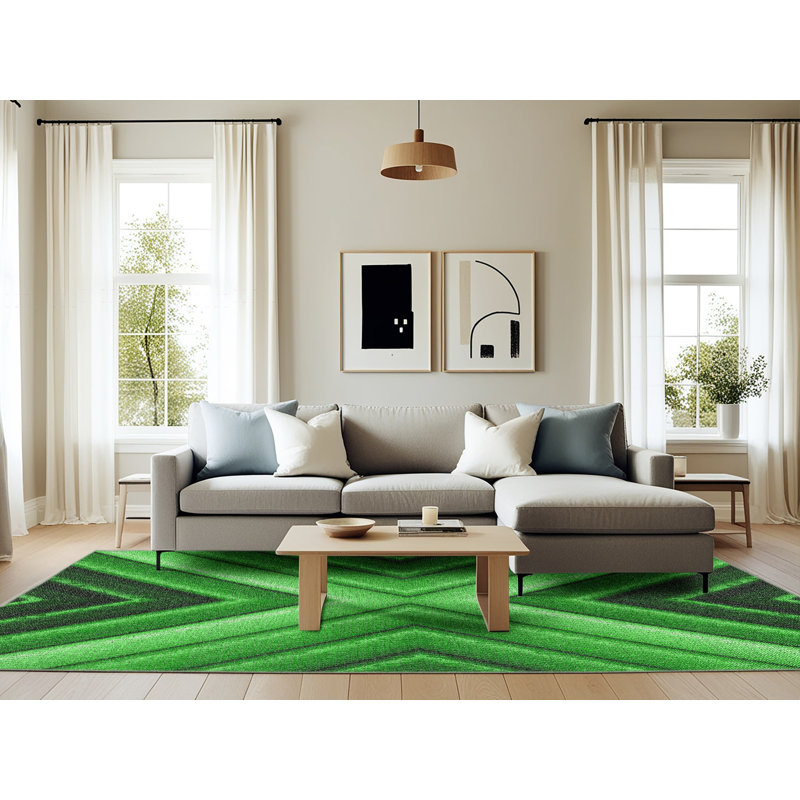Tapis vert à motif géométrique Klinger, Rectangle 6 pi x 9 pi