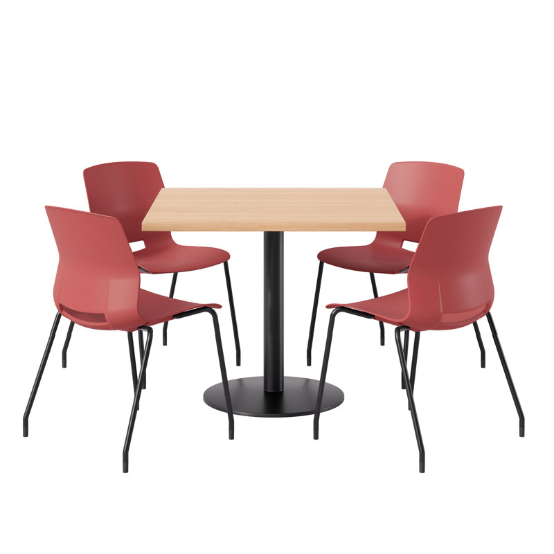Ensemble repas pour 4 personnes à hauteur de bar, Érable, Rouge / noir, H 29 po x L 36 po x l 36 po