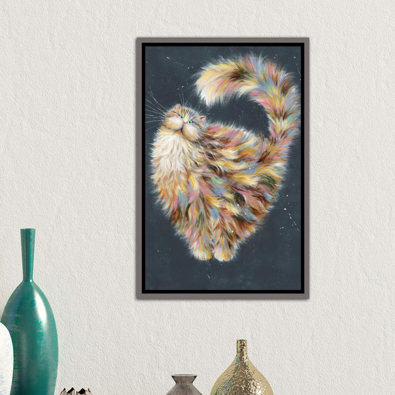 Patapoufette par Kim Haskins-impression d’art graphique, H 26 po x l 18 po x P 1,5 po, Toile encadrée de bois rustique foncé