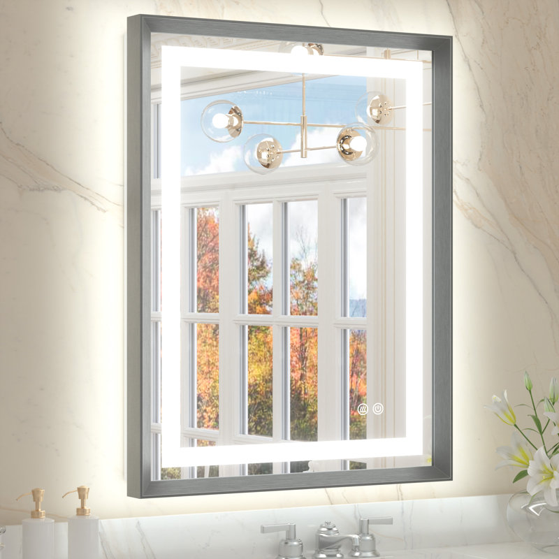 Miroir de salle de bain Dineen, 36 po x 28 po, Gris foncé