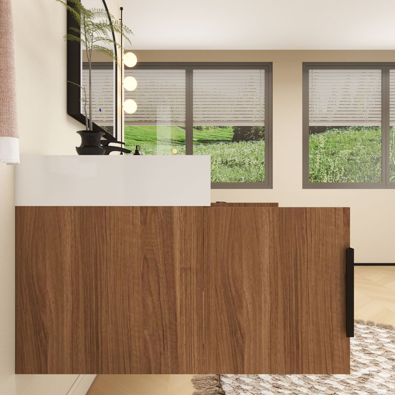 Jessica 48'' Wall-Mounted Single Bathroom Vanity, Wood