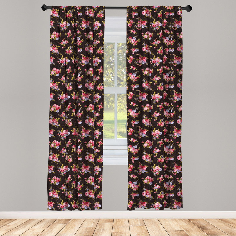 East Urban Home Floral Semi-Sheer Rod Pocket Sliding Panel, 28" x 63"
