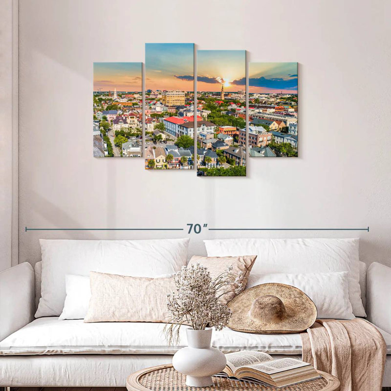 Vue aérienne du centre-ville de Keesha, Charleston, H 27 po x l 43 po