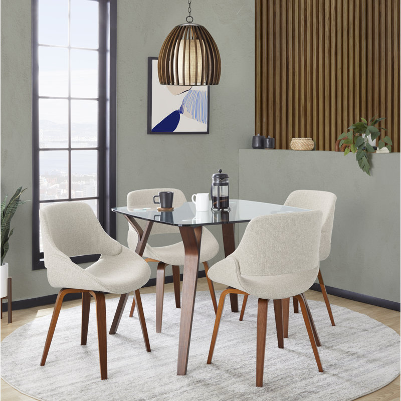 Chaise d'appoint rembourrée Ladson, Crème, Walnut