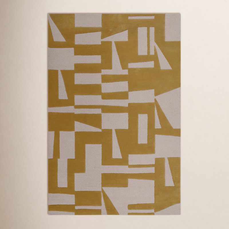 Geometric Area Rug in Mustard Yellow, Rectangle 9' x 12'