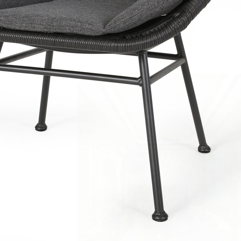 Chaise de patio avec coussins (ensemble de 2), Coussin gris / cadre gris