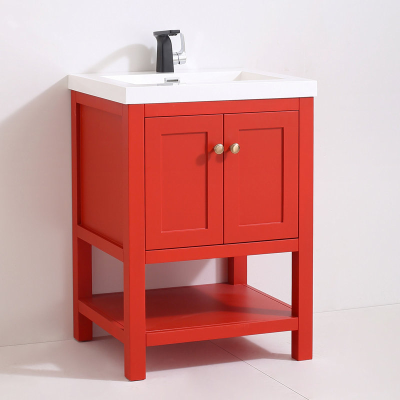 Ensemble de meuble-lavabo simple 25 po Mclachlan, Rouge