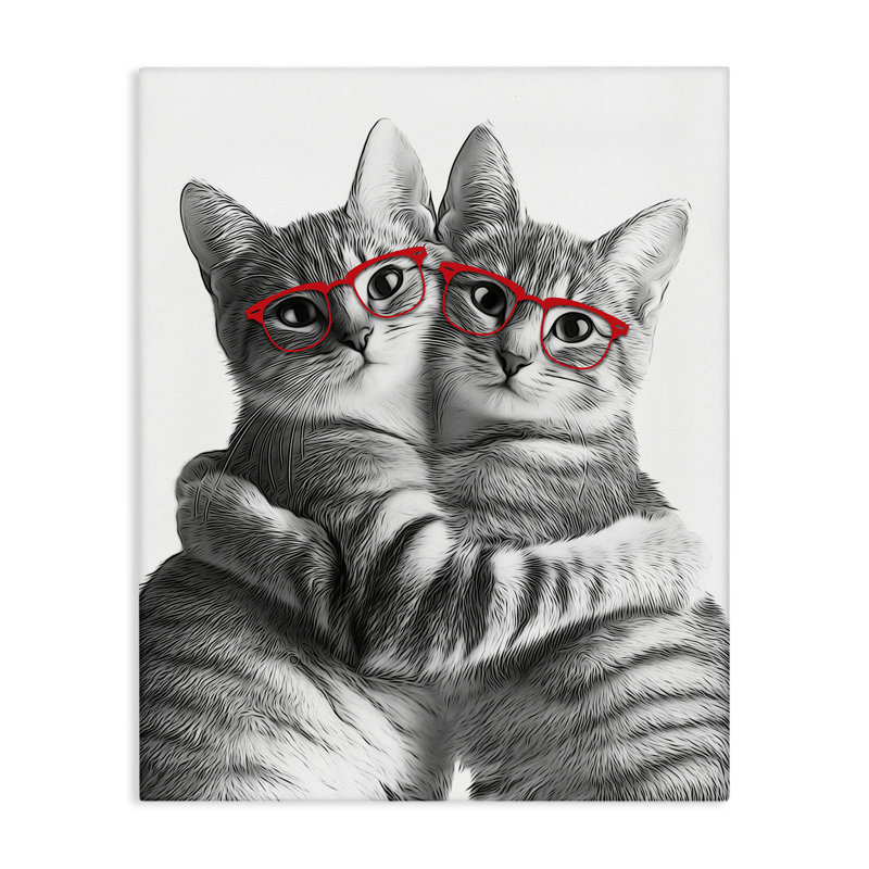 Art mural en toile avec une paire de chats par Annalisa Latella, H 30 po x l 24 po