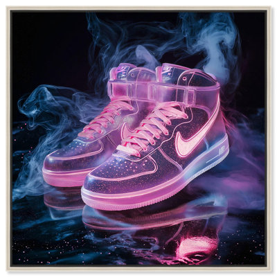 Fuchsia Flicker Canvas Sneaker Art Print by Art Remedy