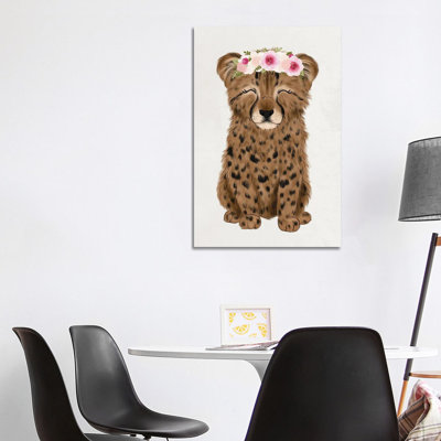 Floral Crown Baby Cheetah by Katie Bryant - Wrapped Canvas Print