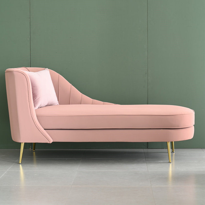 Chaise longue rembourrée en bois massif, Accoudoir à gauche (vu de face)