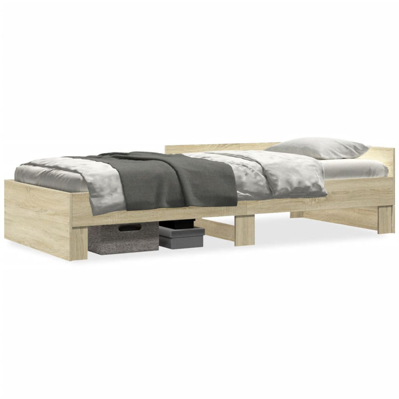 Bed Frame Without Mattress Engineered Wood, 203 x 102 cm, Sonoma oak