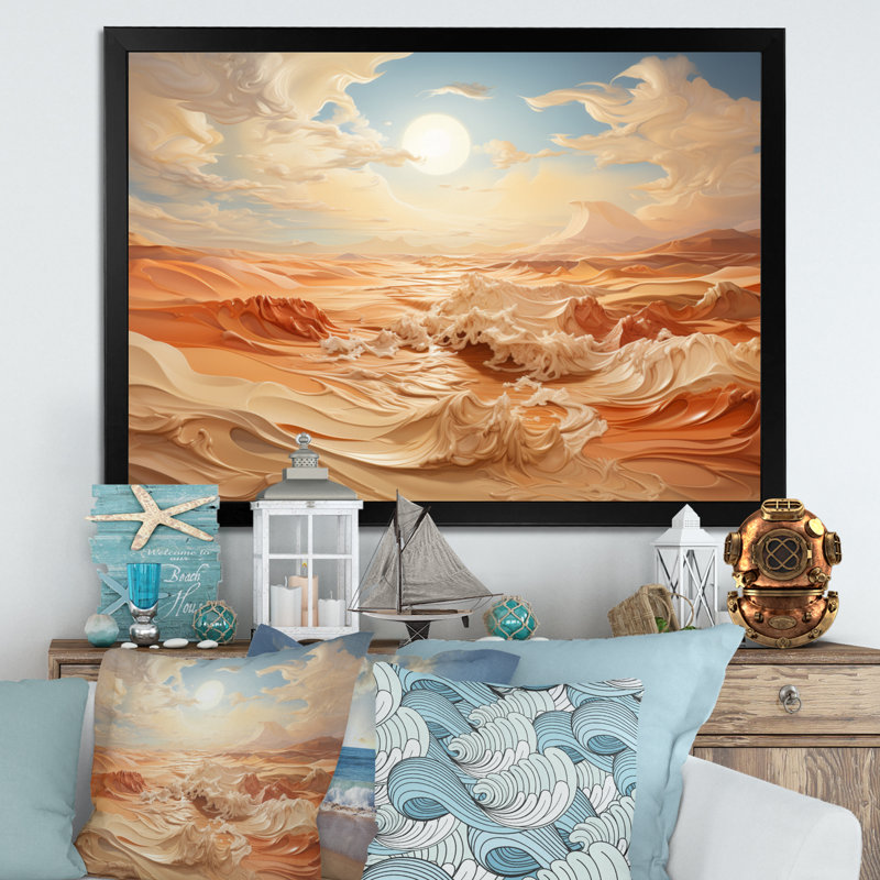 Photo de plage Sables d'or III - impression, H 34 po x l 44 po x P 1,5 po, Cadre simple noir