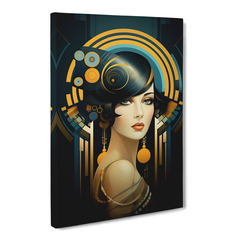 Art Deco Woman Tachisme - Wrapped Canvas, 60cm H x 40cm W x 3cm D
