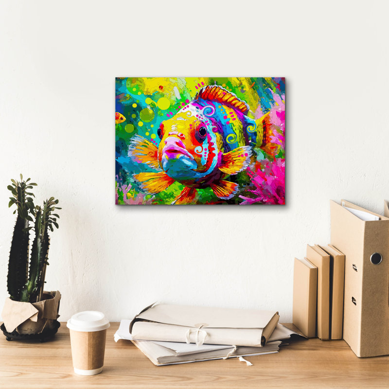 «The Bubble Clown Fish» par Dean Russo, art mural sur toile, H 12 po x l 16 po x P 0,75 po