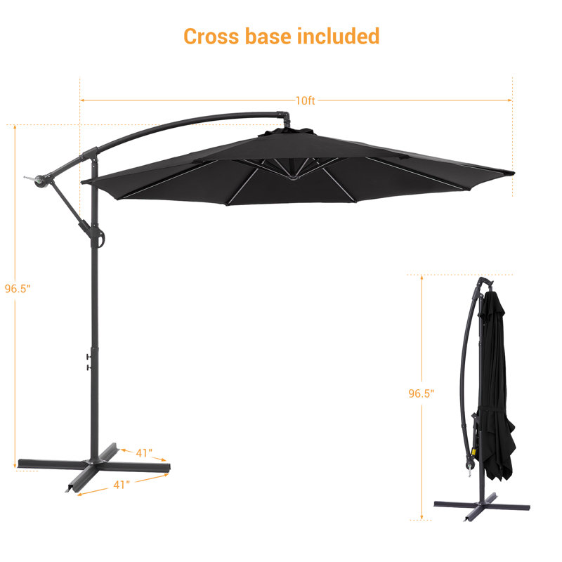 Parasol en porte-à-faux rond 120 "Atanase, Noir