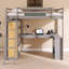 Lit mezzanine à structure en bois avec échelle-563493162-563493161