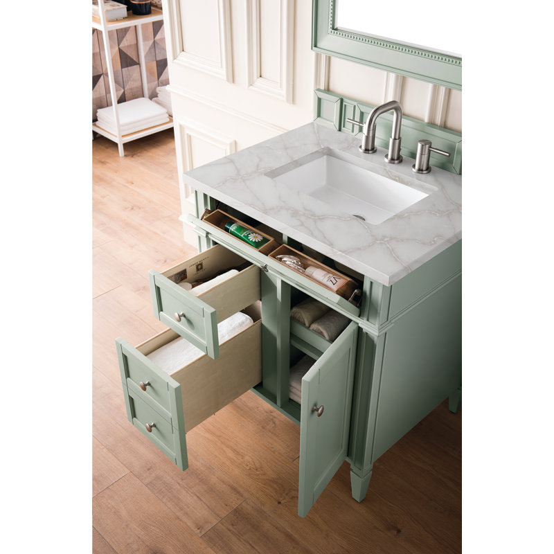 Brittany 30'' W Single Vanity, Sage Green, Victorian Silver, 8" Widespread