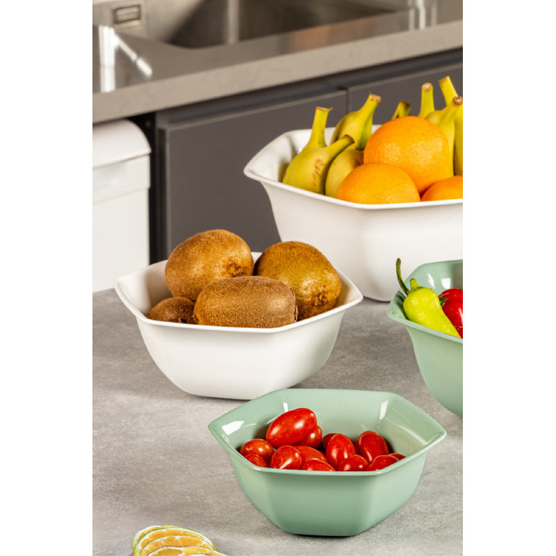 Durable Plastic Bowl Set (4 Pieces), Green, Includes 5.3 x 5.3 x 2.4 in (450 ml), 6.5 x 6.5 x 2.8 in (800 ml), 7.7 x 7.7 x 3.5 in (1500 ml), 9.1 x 9.1 x 3.9 in (2500 ml) | Dishwasher Safe, Ideal for Meal Prep & Serving