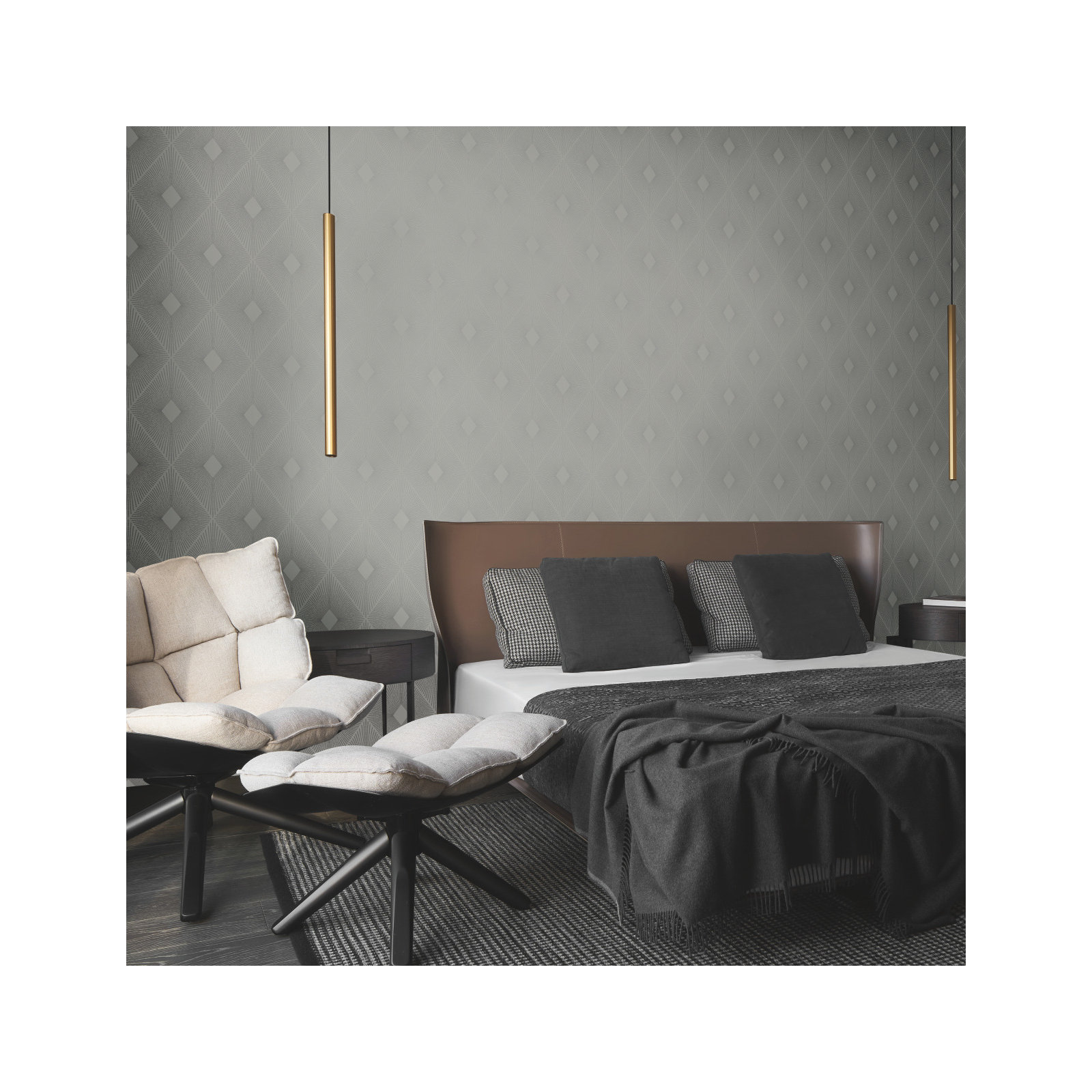Antonina Vella Modern Metals Modern Geometric Wallpaper, Light Grey/Silver