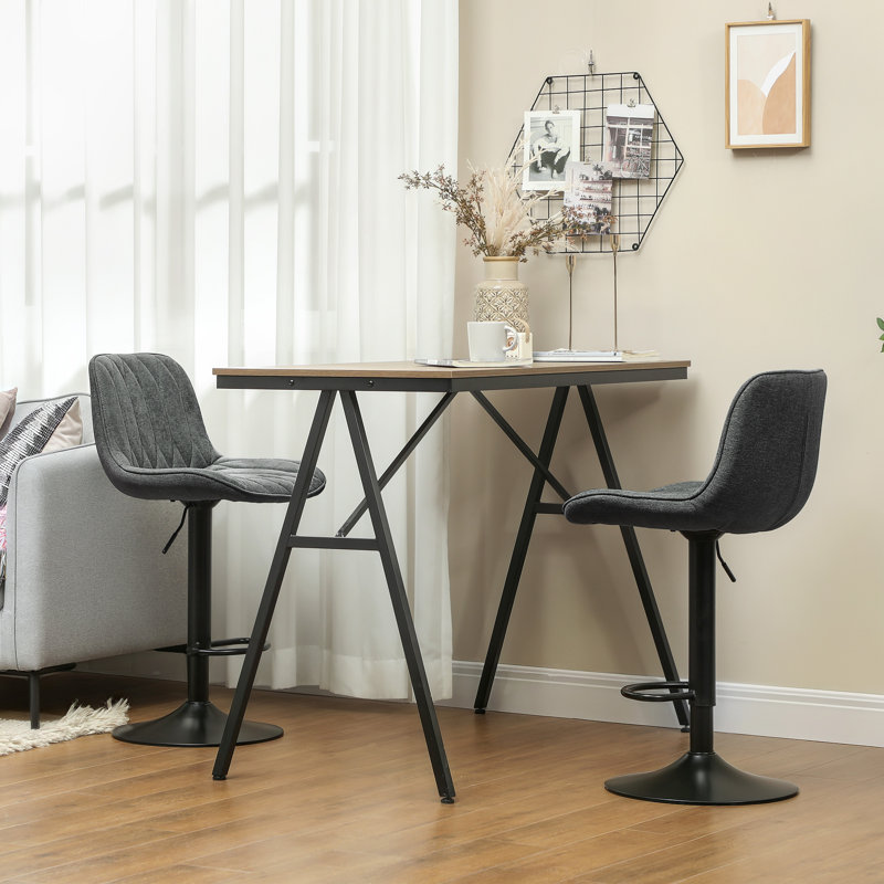 HOMCOM Bar Stools Set of 2, Modern Armless Bar Chairs, Charcoal Grey