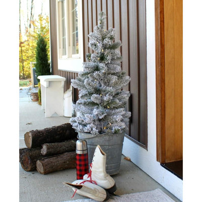 Arbre de Noël artificiel enneigé 3 pi avec 50 lumières à DEL blanc chaud, arbre de Noël pour table très grand avec lumières